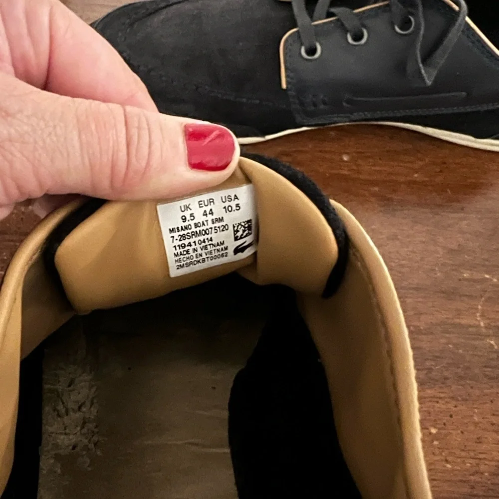 Lacoste Black Boat Shoes with Suede Finish